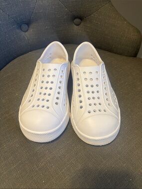White Slip-On Rubber Sneakers